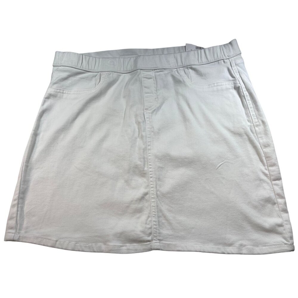 Style & Co. XL White Denim Pull-On Skirt With Back Pockets